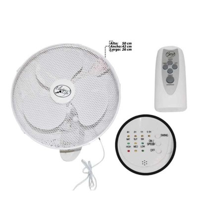 VENTILADOR ELECTRIC LIFE AES015 PARED CON CONTROL 16"                                                                           