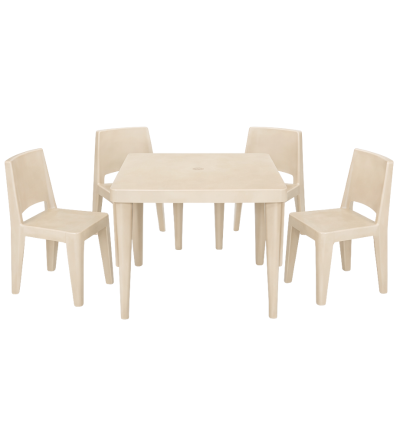 MESA PICA PALMIRA BEIGE 4 SILLAS 