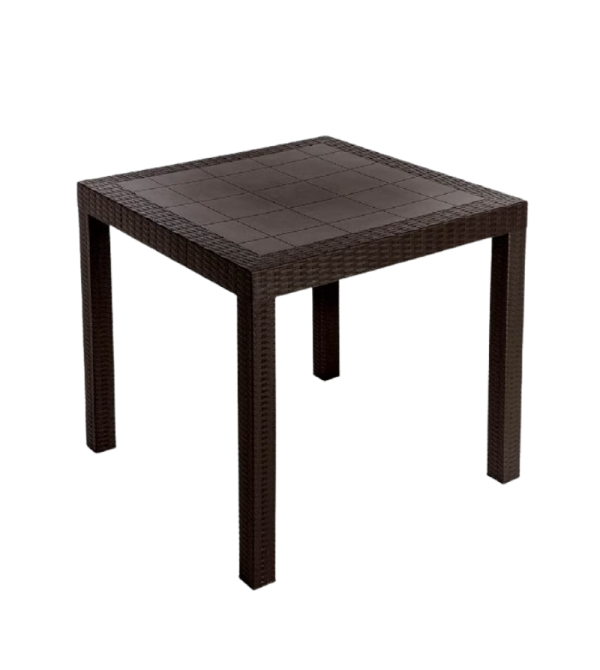 MESA PICA RATAN CUADRADA 4 SILLA CAFE