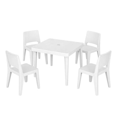 MESA PICA PALMIRA BLANCA 4 SILLAS 