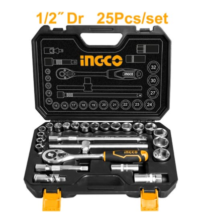 JUEGO DE DADOS INGCO HKTS12251 25PZ 1/2"