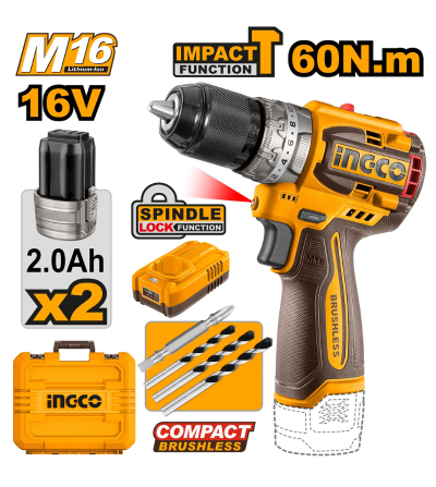 COMBO INGCO TALADRO DE IMPACTO UCIDLI16682 1/2" 16V 60N.M