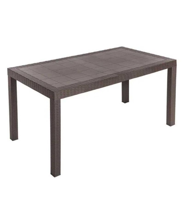 MESA PICA RATAN RECTANGULAR 6 SILLAS CAFÉ