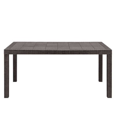 MESA PICA RATAN RECTANGULAR 6 SILLAS CAFÉ