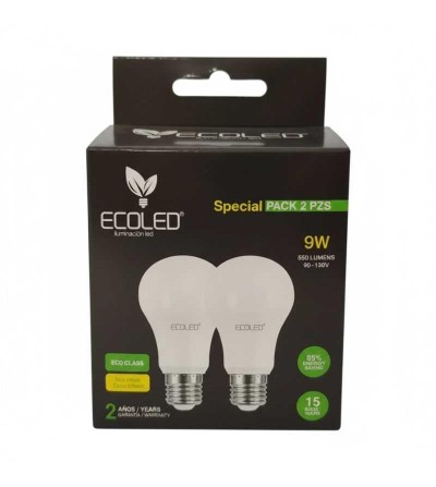 FOCO ECOLED 9W 6500K PROMO X2 PZ LUZ BLANCA