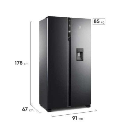REFRIGERADORA ELECTROLUX ERSA53K6HVB SIDE INVERTER 518LT NEGRO 