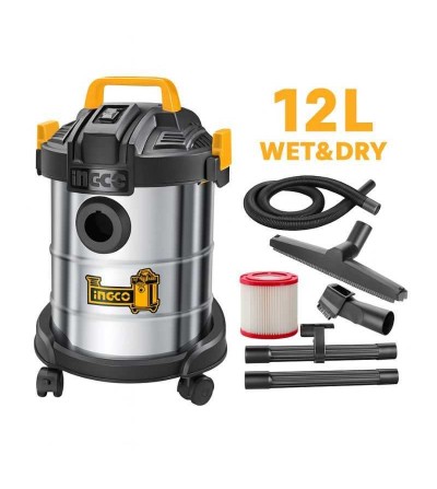 ASPIRADORA INGCO UVC14122 12L 800W 110V-120V 60Hz METALICO-AMARILLO