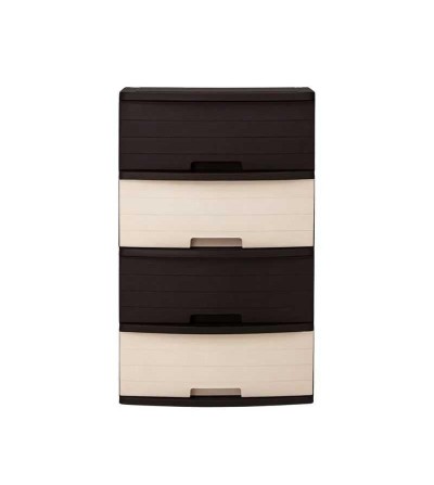 CAJONERA PICA MADEIRA GLAMOUR 4 PISOS CAFE/BEIGE  