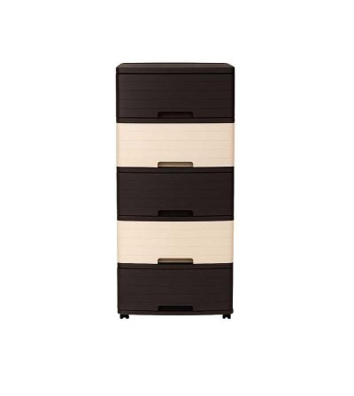 CAJONERA PICA MADEIRA GLAMOUR 5 PISOS CAFE/BEIGE                                                                                