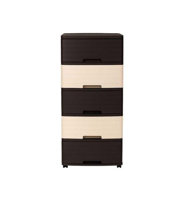 CAJONERA PICA MADEIRA GLAMOUR 5 PISOS CAFE/BEIGE                                                                                