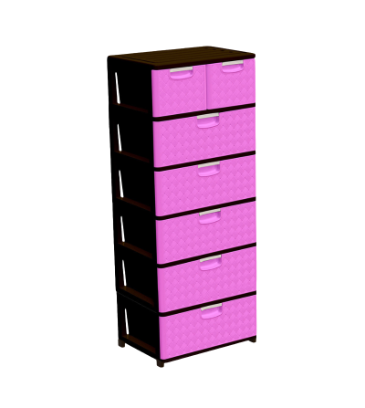 CAJONERA PICA SUPREMA DUO RATAN 6 PISOS FUCSIA 