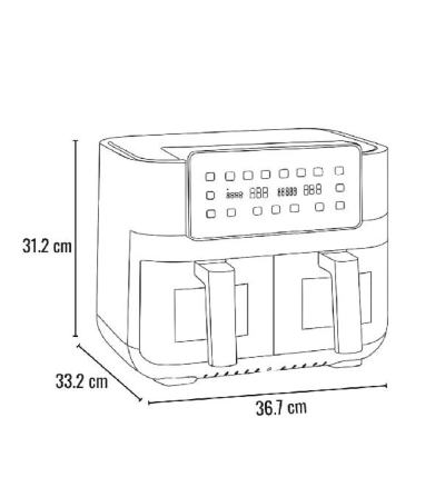 FREIDORA AIRE PRIMA AFD4006W 2 CESTA  4LT 1800W NEGRO