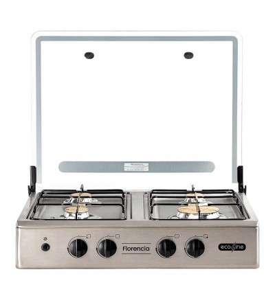 COCINETA ECOLINE FLORENCIA II 4Q PLUS TAPA VIDRIO INOX