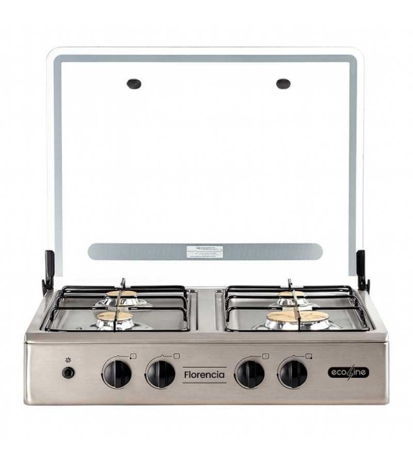 COCINETA ECOLINE FLORENCIA II 4Q PLUS TAPA VIDRIO INOX