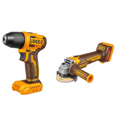 TALADRO IMPACTO INGCO 1/2" BL 20V 66.NM+AMOLADORA ANGULAR INGCO 1/2BL 20V 9000RPM UCKLI20273