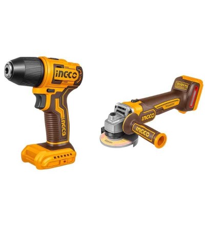 TALADRO IMPACTO INGCO 1/2" BL 20V 66.NM+AMOLADORA ANGULAR INGCO 1/2BL 20V 9000RPM UCKLI20273