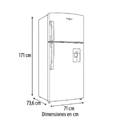 REFRIGERADORA WHIRLPOOL WRJ43AKTWW C/DISPENSADOR 398LT CROMA 