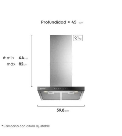 CAMPANA EXTRACTORA ELECTROLUX CE6TF 60CM SILVER
