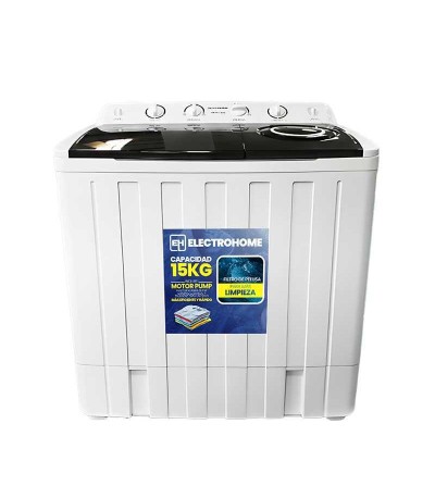 LAVADORA ELECTROHOME XPB150-2018SB DOBLE TINA SEMI AUTOMATICA 15KG BLANCO
