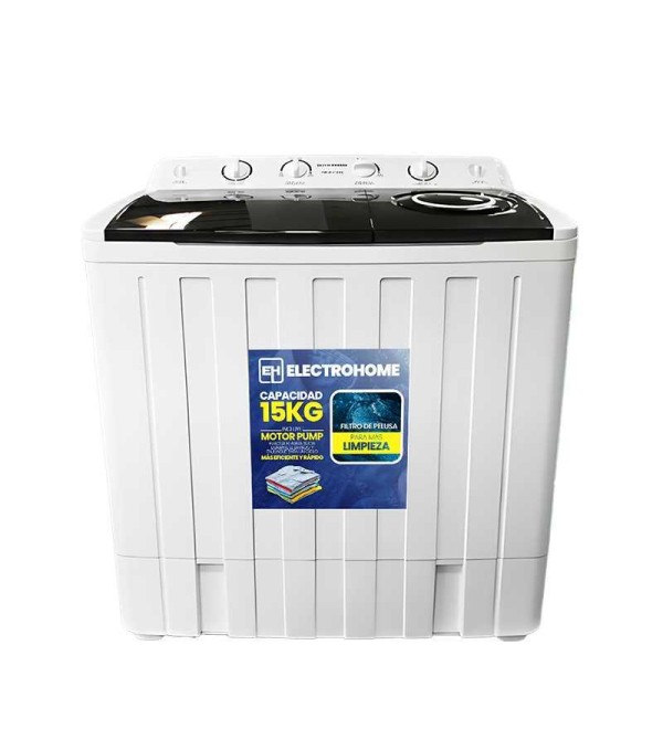 LAVADORA ELECTROHOME XPB150-2018SB DOBLE TINA SEMI AUTOMATICA 15KG BLANCO