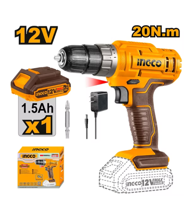 TALADRO INGCO UCDLI1218 INALAMBRICO 3/8" 12V 