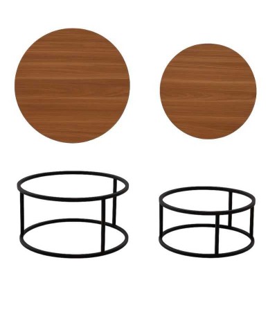 MESA CENTRO RENOVA CT03-1 80*45+60*40 NOGAL/NEGRO