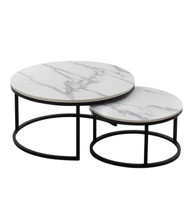 MESA CENTRO RENOVA CT03-4 80*45+60*40 BLANCO/NEGRO