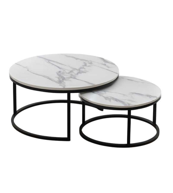 MESA CENTRO RENOVA CT03-4 80*45+60*40 BLANCO/NEGRO