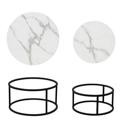 MESA CENTRO RENOVA CT03-4 80*45+60*40 BLANCO/NEGRO