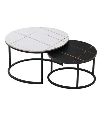 MESA CENTRO RENOVA CT03-6 80*45+60*40 BLANCO/NEGRO