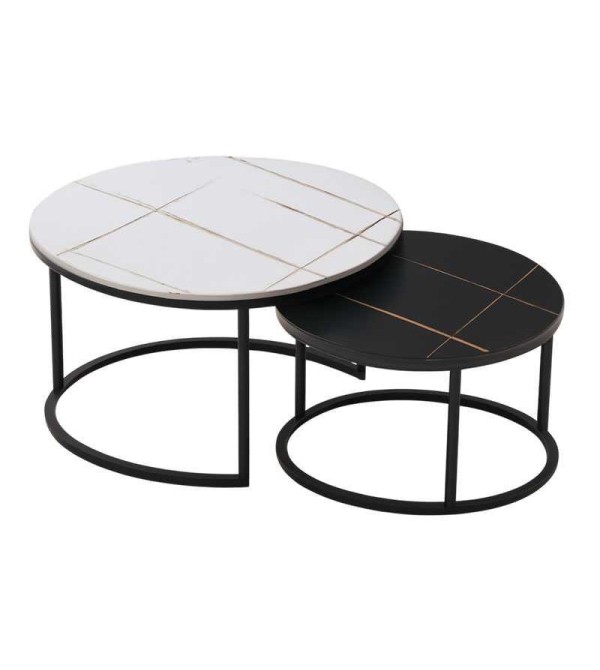 MESA CENTRO RENOVA CT03-6 80*45+60*40 BLANCO/NEGRO