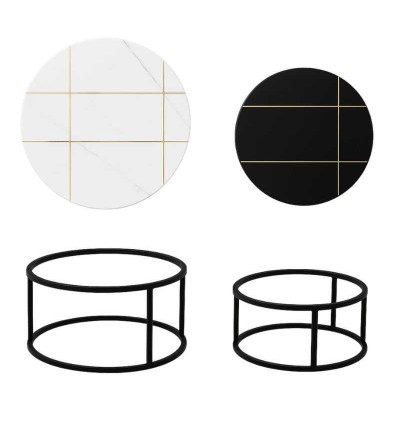 MESA CENTRO RENOVA CT03-6 80*45+60*40 BLANCO/NEGRO