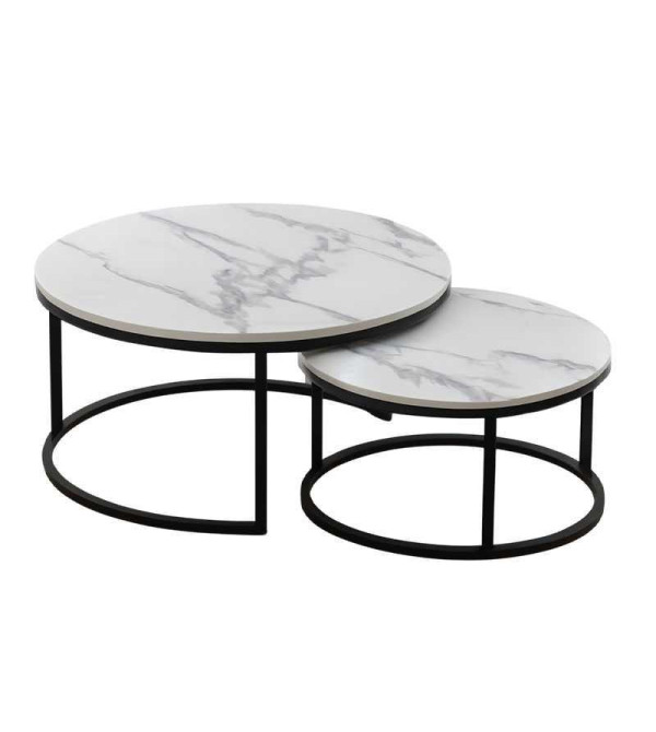 MESA CENTRO RENOVA CT03-4 80*45+60*40 BLANCO/NEGRO