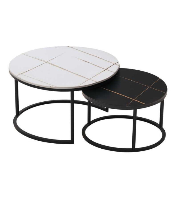 MESA CENTRO RENOVA CT03-6 80*45+60*40 BLANCO/NEGRO