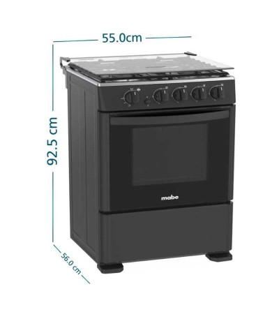 COCINA MABE EM5530FN0 55CM 4Q NEGRO