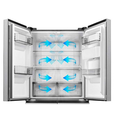 REFRIGERADORA HISENSE RQ3P431NMDA CROSS DOOR C/DISPENSADOR DE AGUA 465LT INOX 
