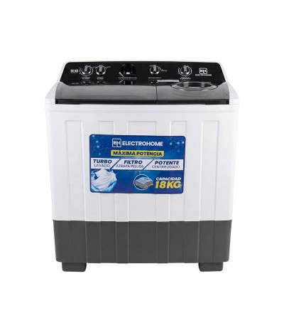 LAVADORA ELECTROHOME KL185SAC DOBLE TINA 18KG BLANCO
