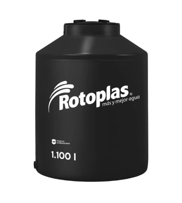 TANQUE ELEVADO ROTOPLAS 1100 LT D:1.10m X H:1.43m T:18 NEGRO 