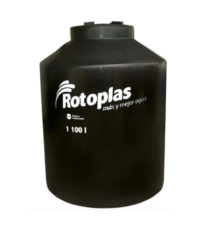 TANQUE ELEVADO ROTOPLAS 1100 LT D:1.10m X H:1.43m T:18 NEGRO 