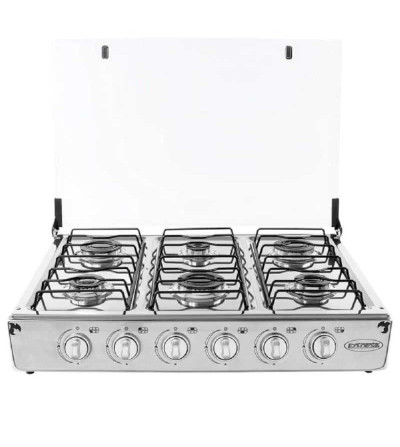 COCINETA CONTINENTAL ALABAMA 6Q TAPA VIDRIO TABLERO ACERO INOX