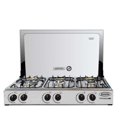 COCINETA KOMBO 6Q TAPA VIDRIO ENCENDIDO ELECTRICO INOX