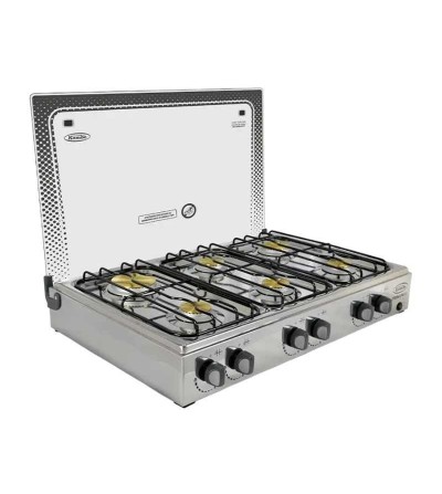 COCINETA KOMBO 6Q TAPA VIDRIO ENCENDIDO ELECTRICO INOX