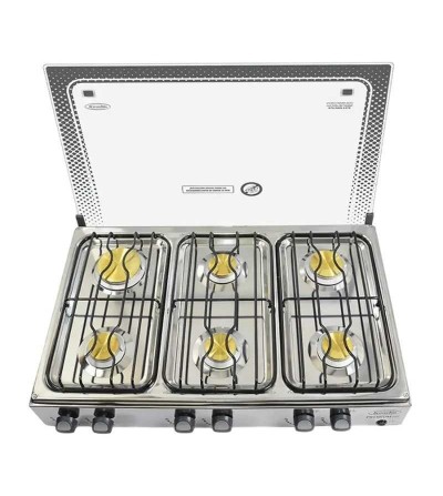 COCINETA KOMBO 6Q TAPA VIDRIO ENCENDIDO ELECTRICO INOX