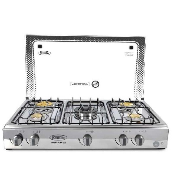 COCINETA KOMBO 5Q TAPA VIDRIO ENCENDIDO ELECTRICO TRIPLE CORONA INOX
