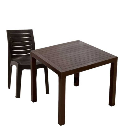 MESA PICA MADEIRA CUADRADA CAFE